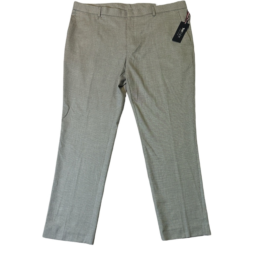 NEW Tommy Hilfiger mens 40x32 gray herringbone slim fit performance chino pants